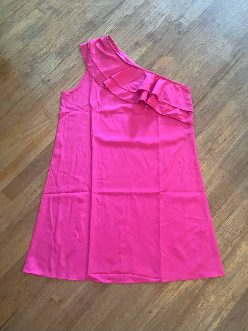 One-Shoulder Ruffle Pink Dress